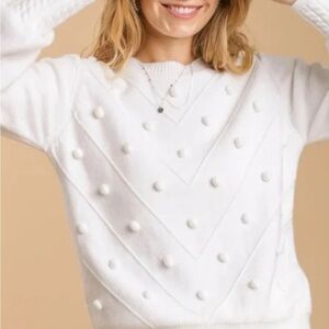 🤍 Simplee White Textured Bobble Sweater Size S‎ Cozy Chic Knit Top ✨